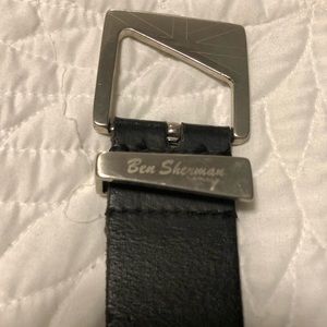 Ben Sherman Black Mens Leather Belt Silver Grasp Buckle in GUC